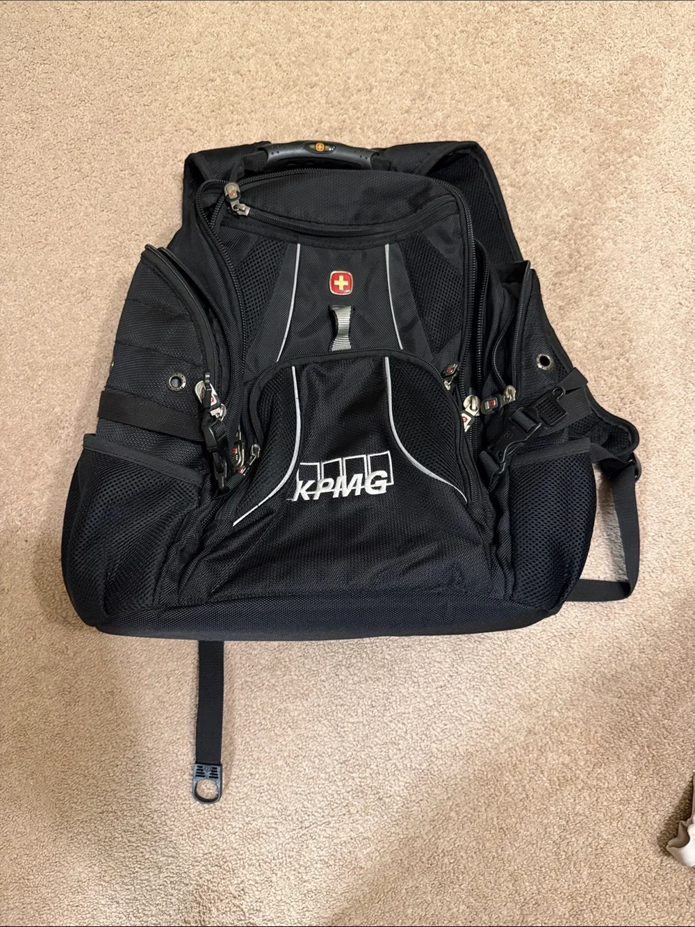 SwissGear Black Backpack with KPMG Logo